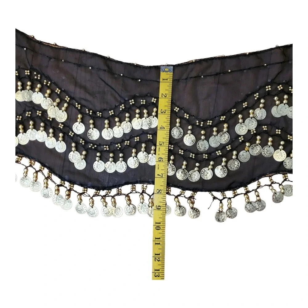 Gypsy Scarf Or‎ Waist Wrap Belly Dance With Gold Beads & Coins